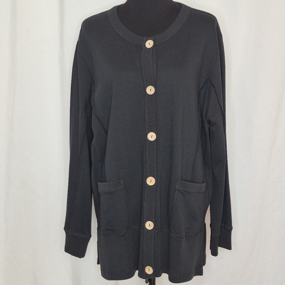 Wild Palms Black 100% Cotton Button-Down Cardigan - Size XL - Picture 1 of 11